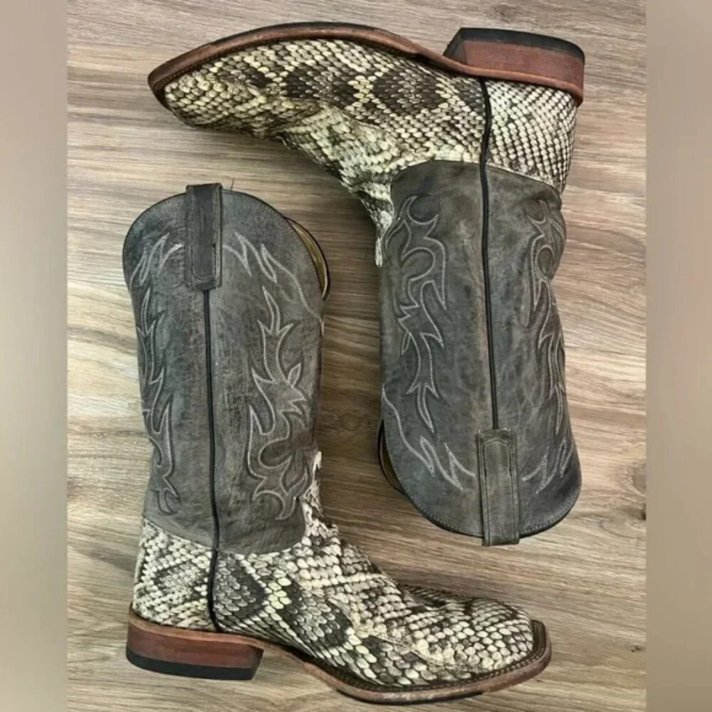 Men’s Anderson Bean Square Toe Eastern Cut Rattlesnake Boots 13EE - Picture 9 of 11